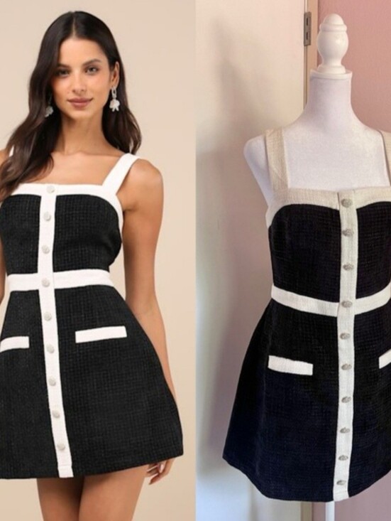 Lulus Dresses & Skirts - Divine Luxury Black and White Tweed Pearl Mini Dress. New With Tags.
